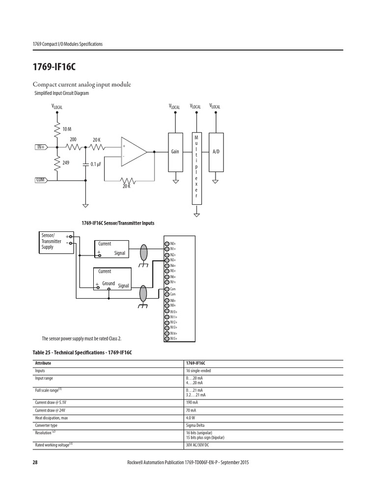1769-IF16C Wiring Specifications | PDF | Power Supply | Sensor