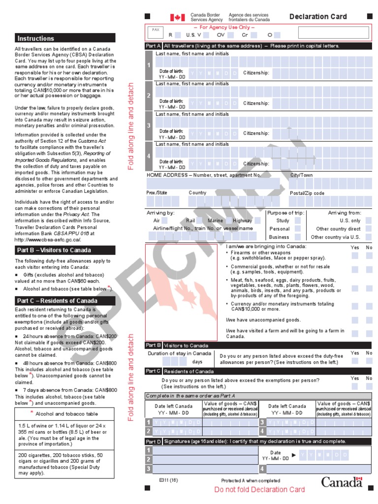 Declaration Card | PDF | Government | Government Information