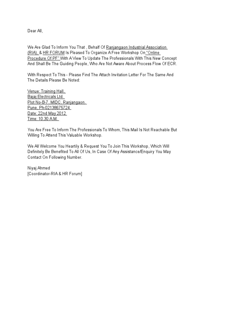 Invitation Letter Template PDF