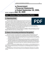 United States Government Notes To The Financial Statements For The Years Ended September 30, 2006, and September 30, 2005