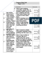 Camera Shot List