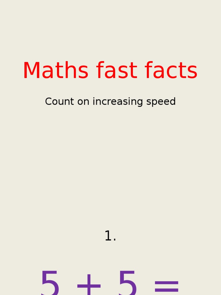 Quick Maths Addition Facts | PDF