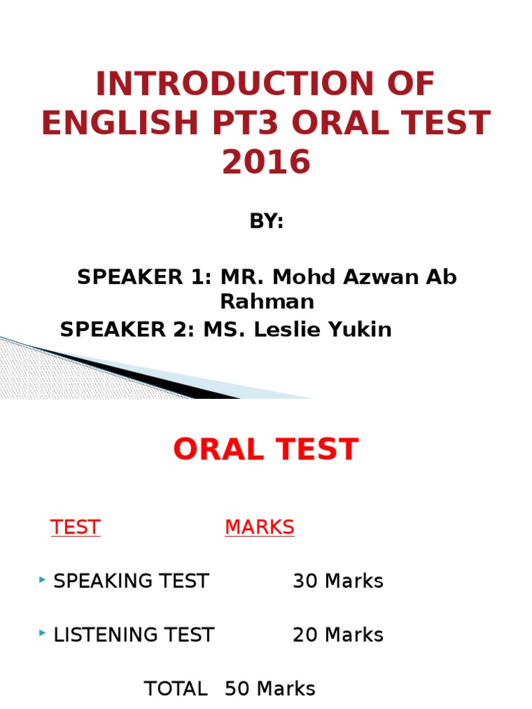 Introduction of English PT3 Oral Test 2016 | Download Free PDF ...