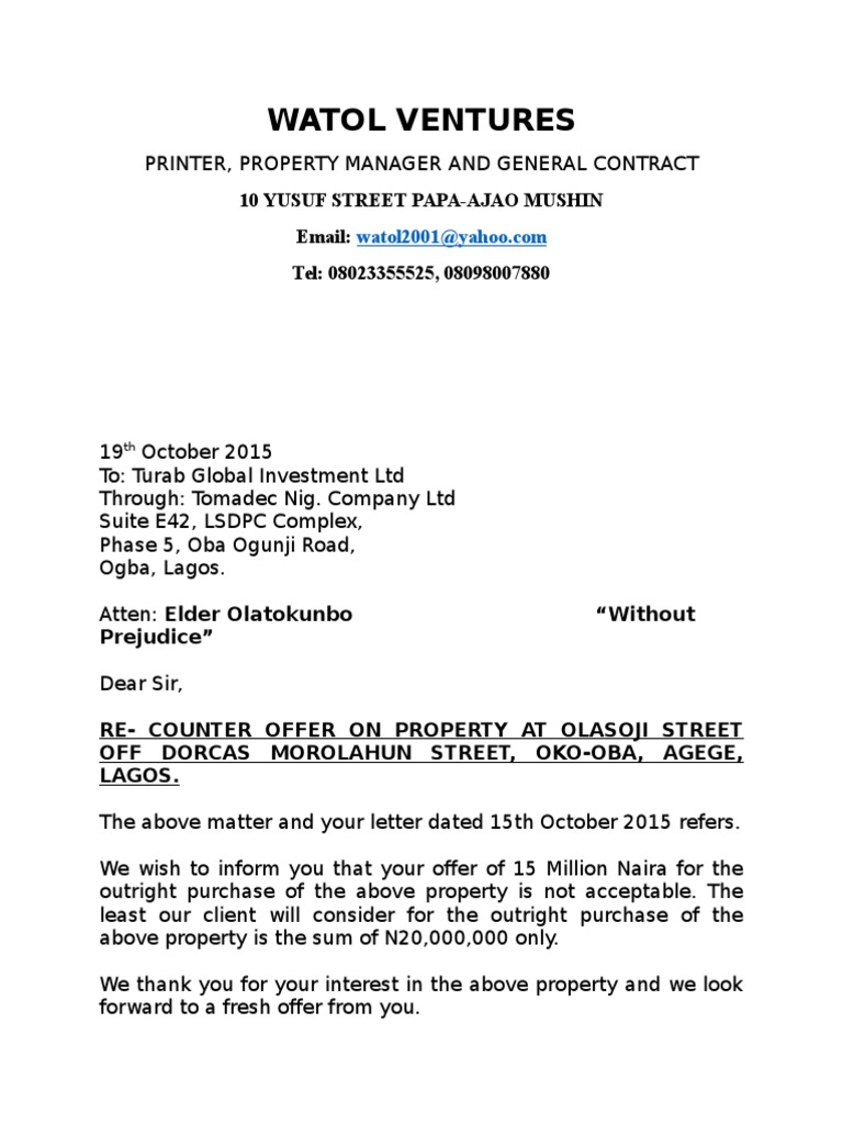 Property Counter Offer Notice | PDF