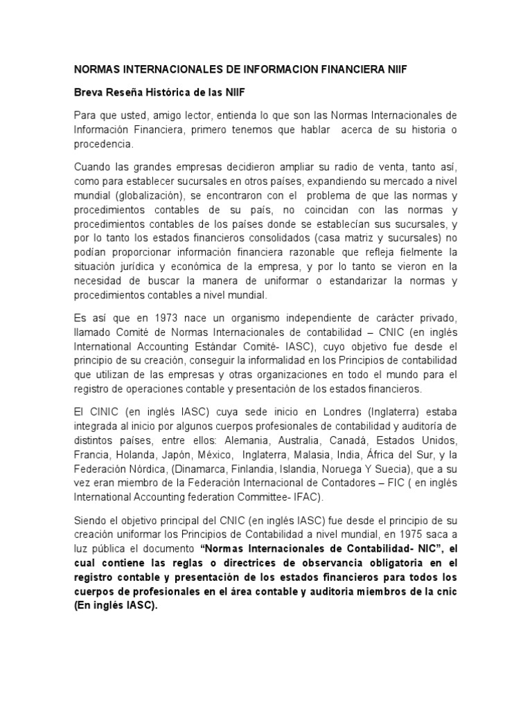 Niif | PDF | normas internacionales de INFORMACION FINANCIERA ...