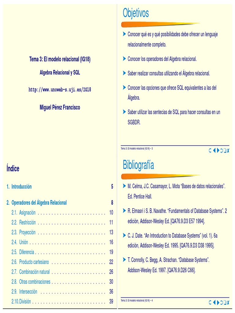 Operadores del Álgebra Relacional en SQL | PDF | Modelo relacional | SQL