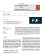 Vegetable Oil Surface Tension Characterization for Diesel Engines