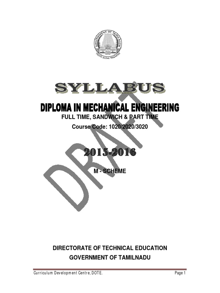 Diploma Syllabus | PDF | Mechanical Engineering | Test (Assessment)