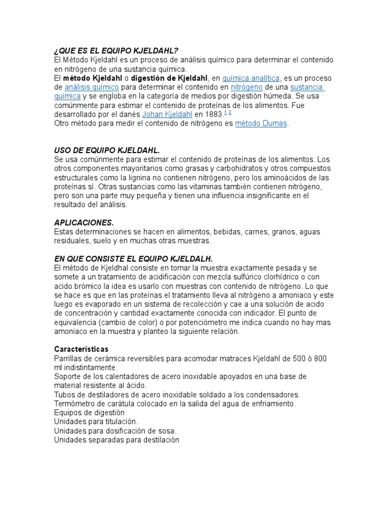 Que Es El Equipo Kjeldahl PDF
