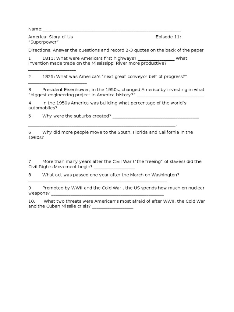 worksheet America Story Of Us Civil War Worksheet america the story of us superpower