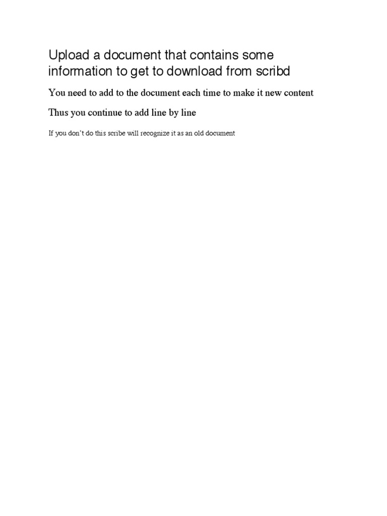 Upload a document that contains some information to get to download