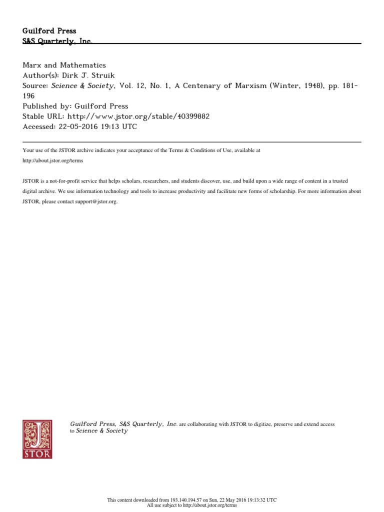 Marx's Exploration of Mathematics | PDF | Calculus | Differential Calculus