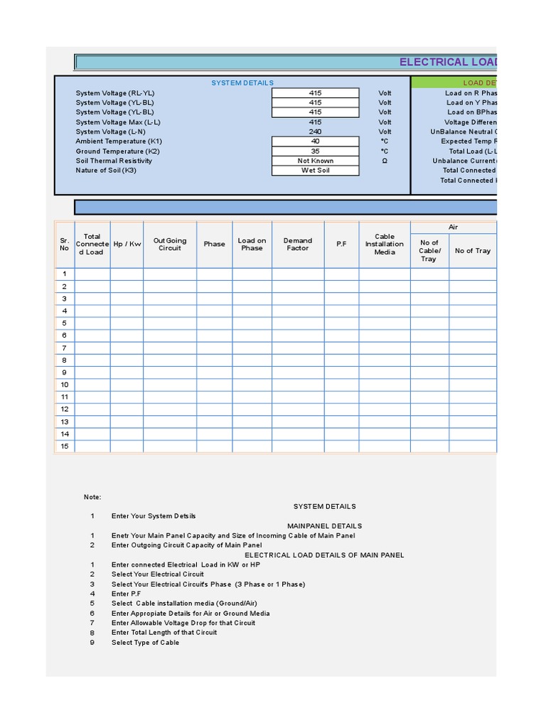 Electrical Panel Load Calculation-22!8!12-1 | PDF | Amplifier | Voltage