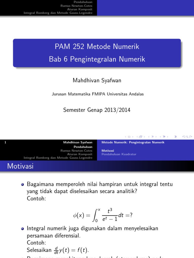 Rumus Kuadratur dalam Integral Numerik | PDF