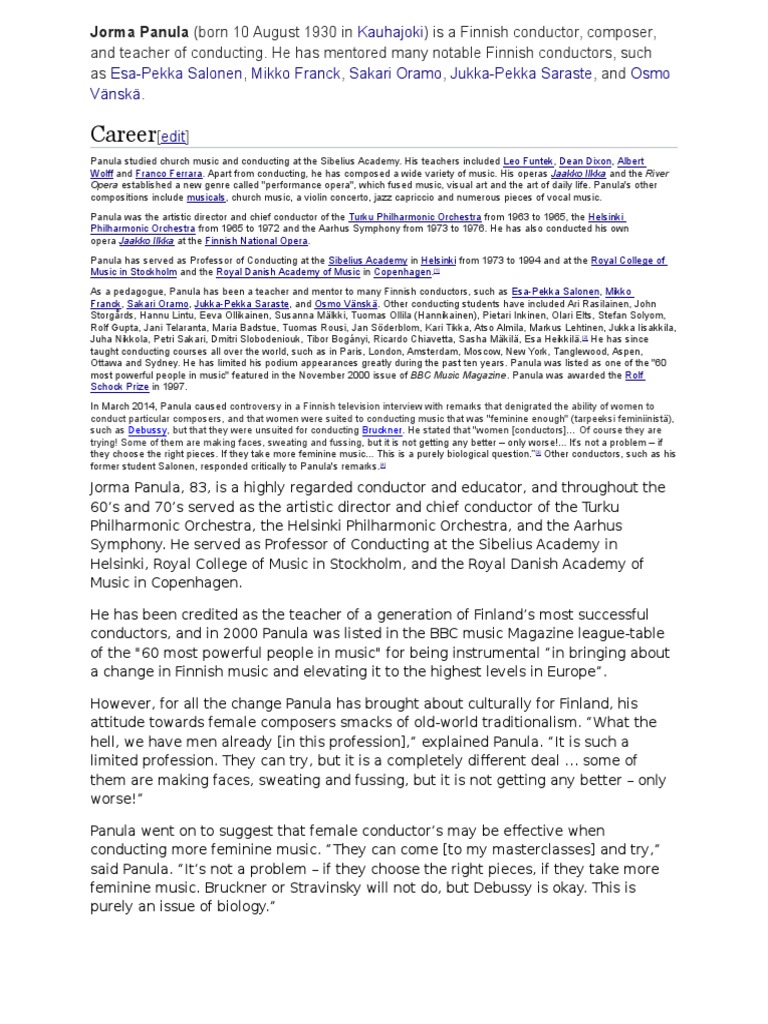 Jorma Panula | PDF | European Musicians | Musicians