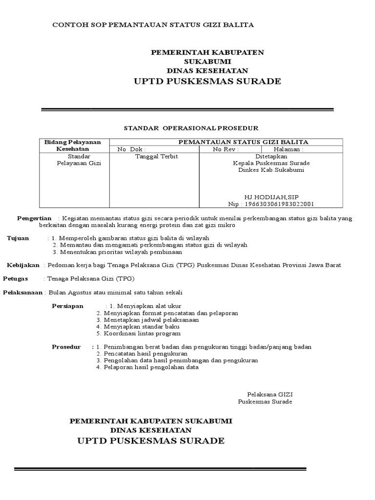 Contoh Format Sop Dinas Kesehatan - Pusat Soal