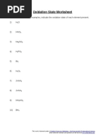 Oxidation State Worksheet