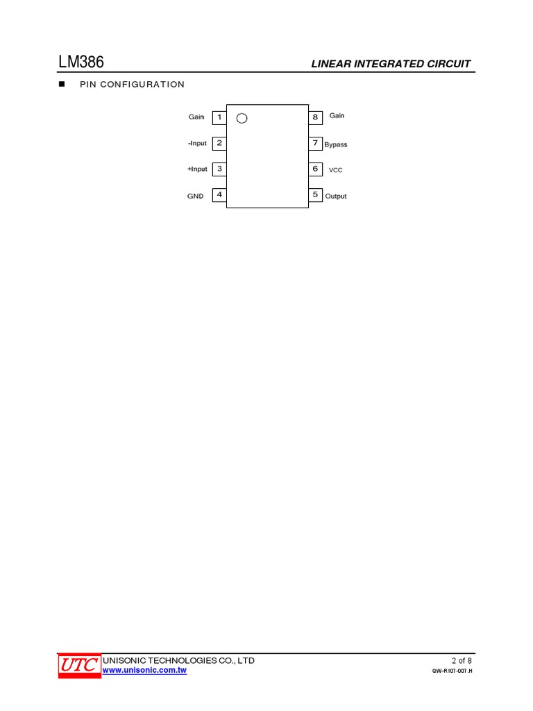 Pin Configuration Linear Integrated Circuit PDF