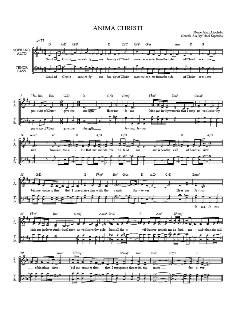 Anima christi sheet music pdf for piano