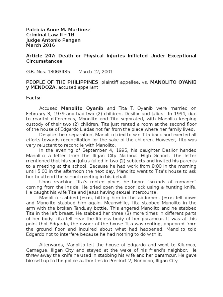People vs. Oyanib: Homicide Case Summary | PDF | Appeal | Legal Procedure