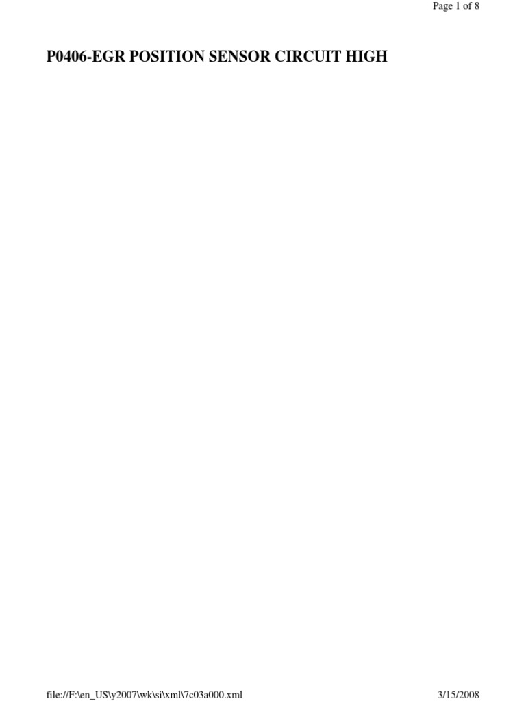 P0406Egr Position Sensor Circuit High PDF Volt Ignition System