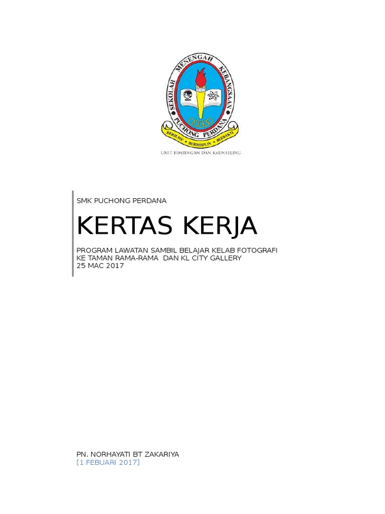 Kertas Kerja Kelab Fotografi 2017 | PDF
