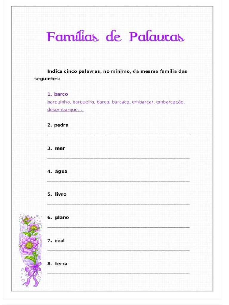 Ficha Familia de Palavras | PDF