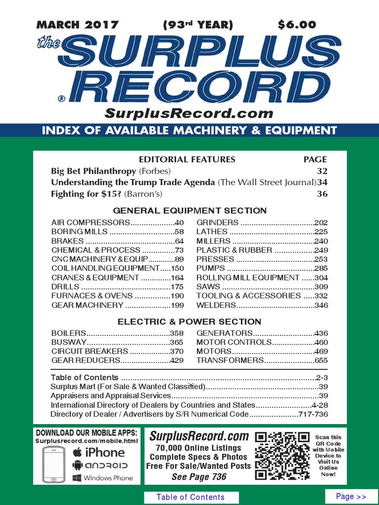 MARCH 2017 Surplus Record Machinery & Equipment Directory | PDF