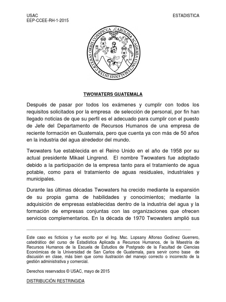 Caso Twowaters Guatemala PDF Recursos humanos Guatemala