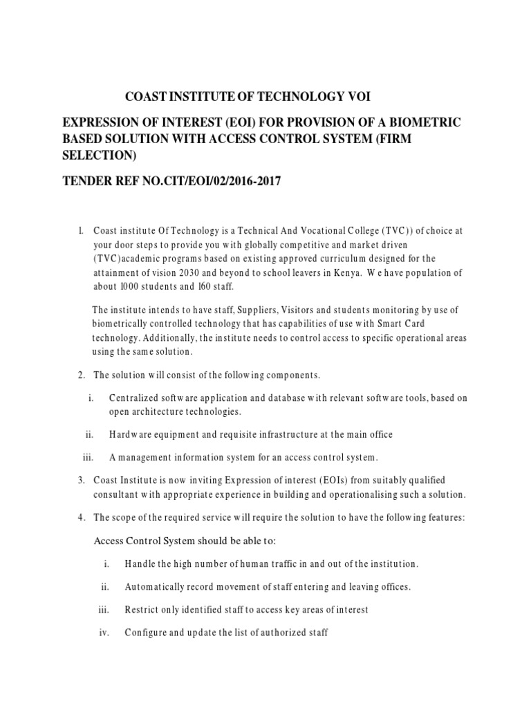 Expression | PDF | Access Control | Request For Proposal