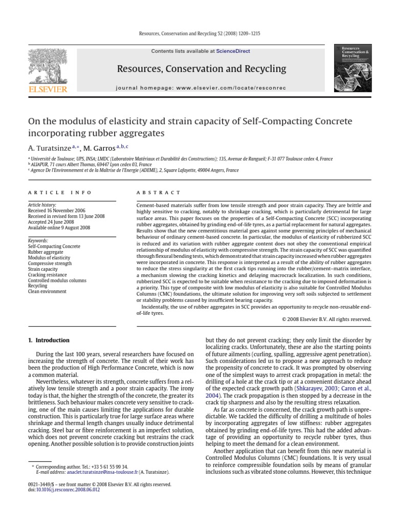 Rubberized Self Compacting Concrete | PDF | Deformation (Engineering ...