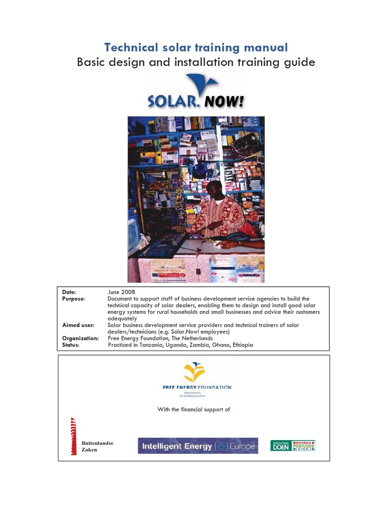 Solar Training Manual for Technicians | PDF | Battery (Electricity ...
