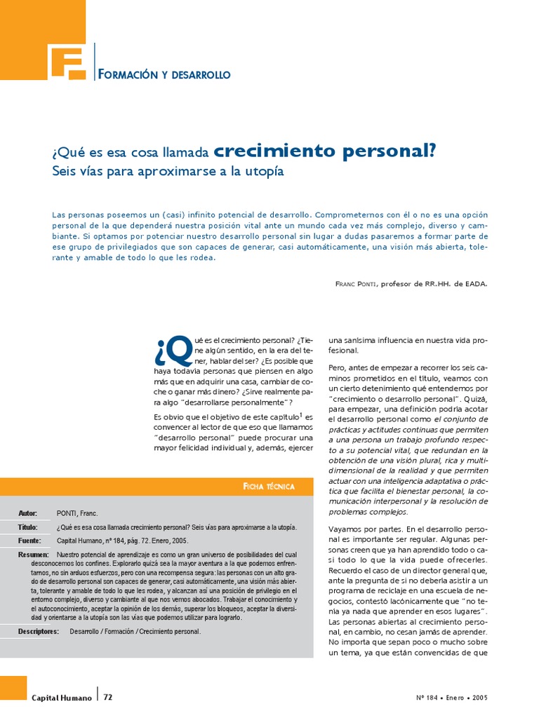 Autoconocimiento y crecimiento personal | PDF | Desarrollo personal ...