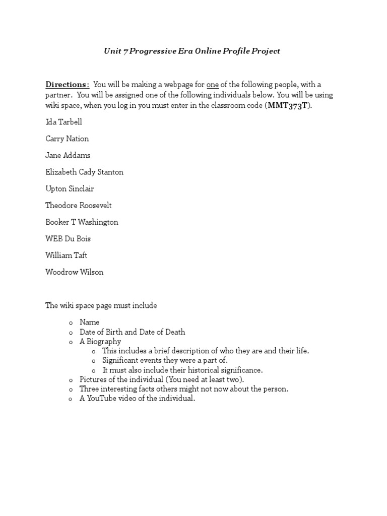 Unit 7 Profiles | PDF