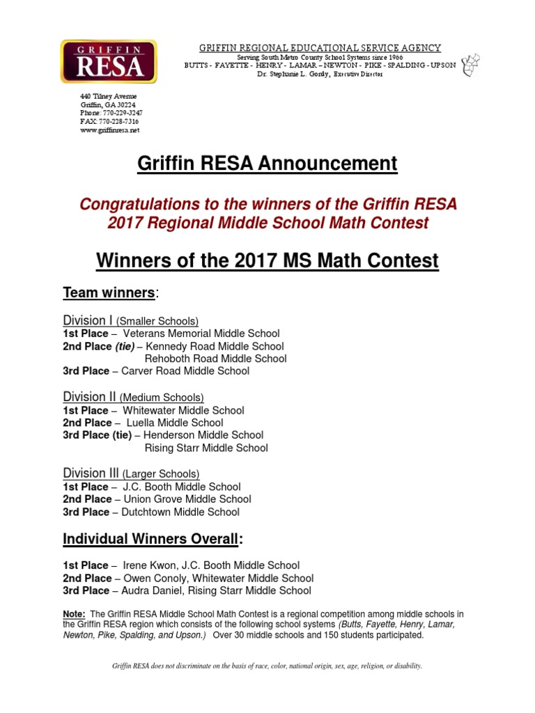 2017 MS Math Contest Results | PDF