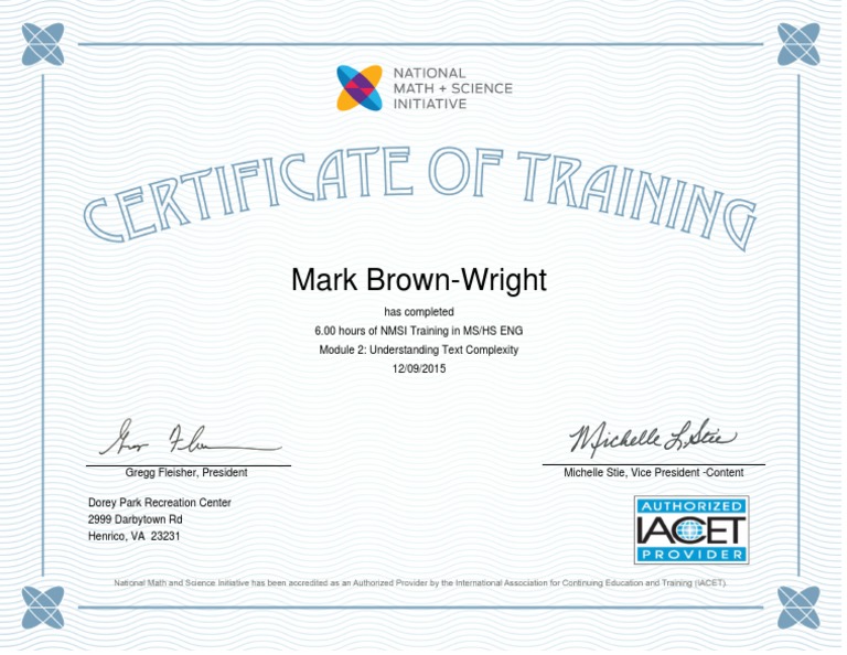NMSI Training Completion Certificate | PDF