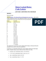 Electrical Motor Locked Rotor Indicating Code Letters