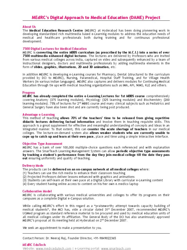 MEdRC's e-Learning for Medical Training | PDF | Medical Education ...