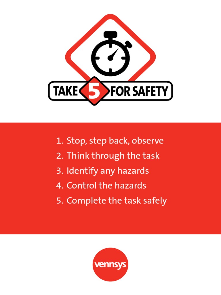 Take 5 Safety Process Overview | PDF | Housekeeping | Occupational ...