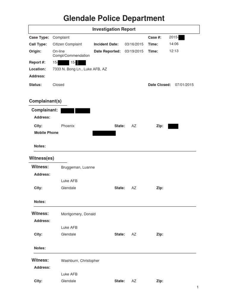 Glendale Investigation Redacted - Redacted | PDF | Police Officer | Arrest