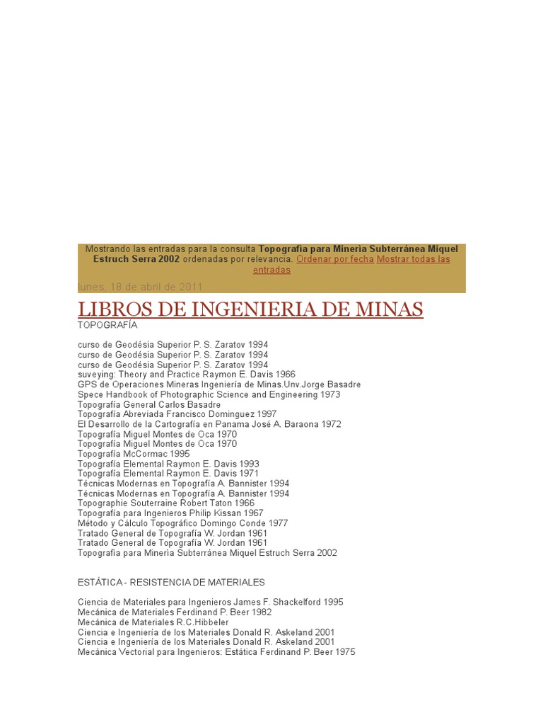 Biblioteca Escuela de Ingenieria Geologica PDF Minería Diccionario