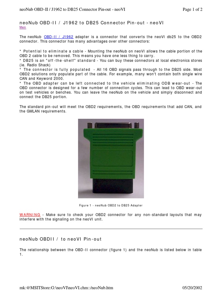 OBD II Pinout | PDF | Electrical Connector | Joining