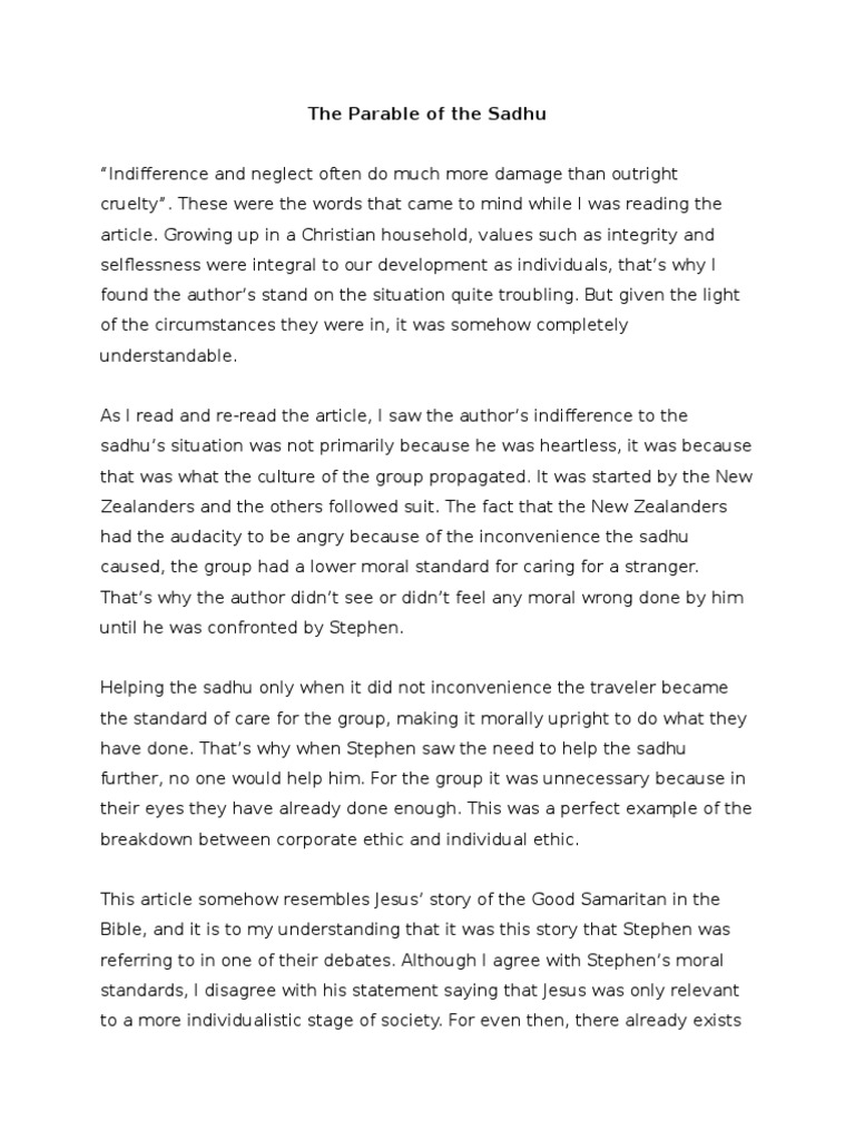 Parable of the sadhu essay examples 07 picture