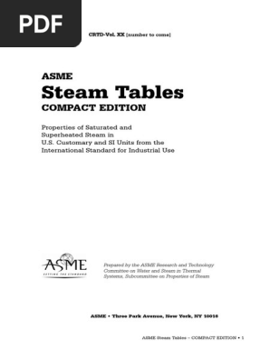 Steam Table Asme Pdf Steam Enthalpy