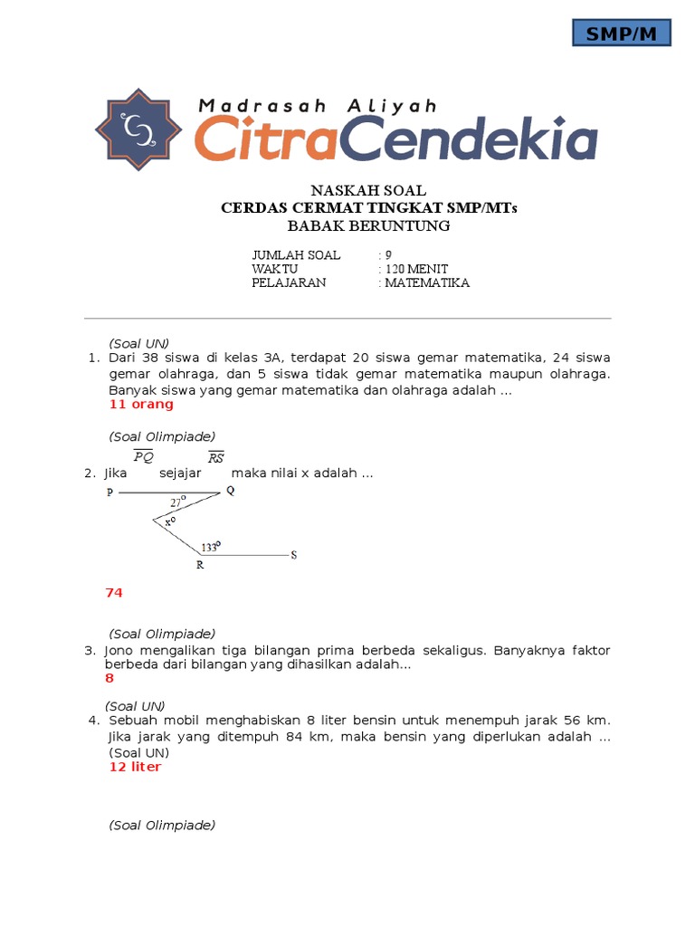 Soal Cerdas Cermat Olahraga Smp - Guru Paud