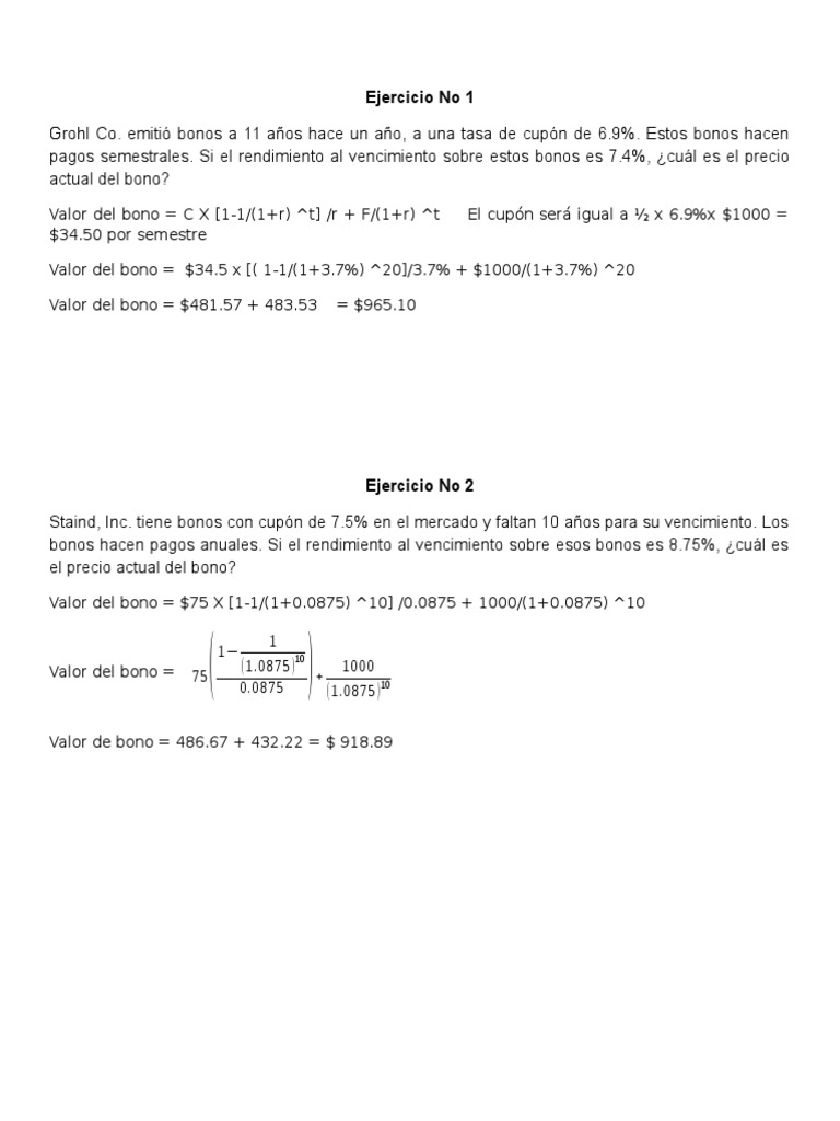 Ejercicios Resueltos de Finanzas | PDF | Deuda | Dinero