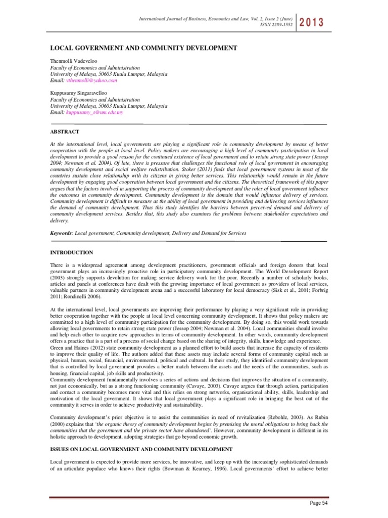 Local Government's Role in Community Development | PDF | Community ...