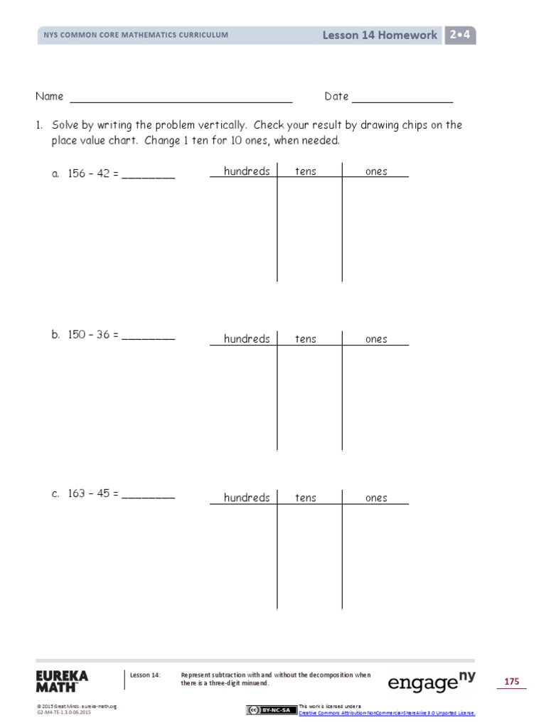 Module 4 HMWRK Lesson 14 | PDF | Subtraction | Teaching Mathematics