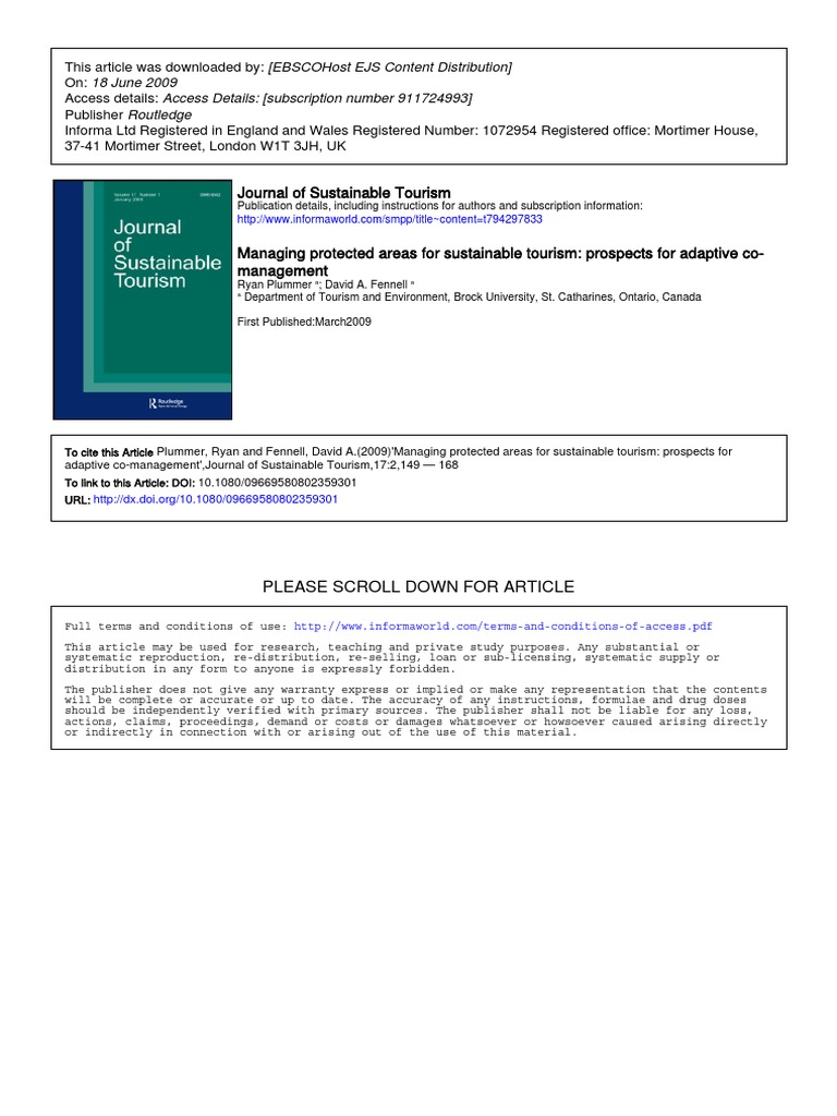 Managing Protected Areas For Sustainable Tourism Prospects For | PDF ...