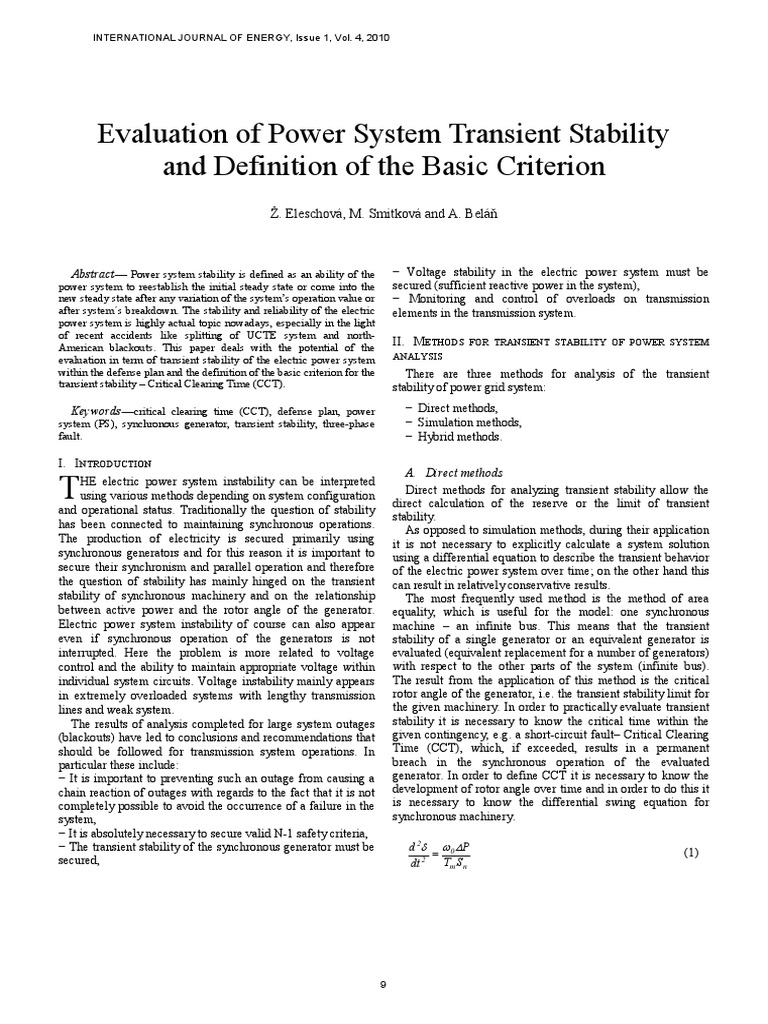 Evaluating Power System Transient Stability | PDF | Electric Power ...